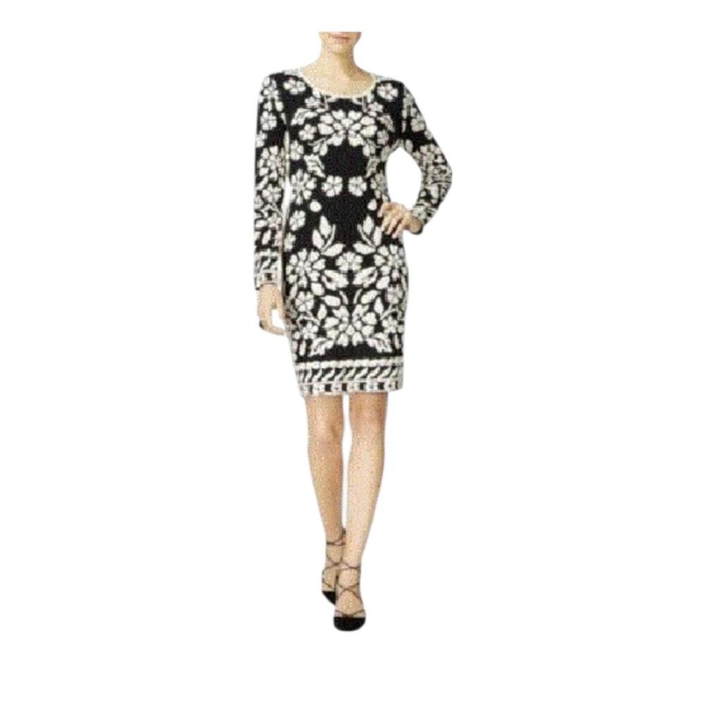 Elegant Black and White Floral Dress